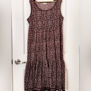 Floral Sleeveless Dress - Burgundy Maroon Color
